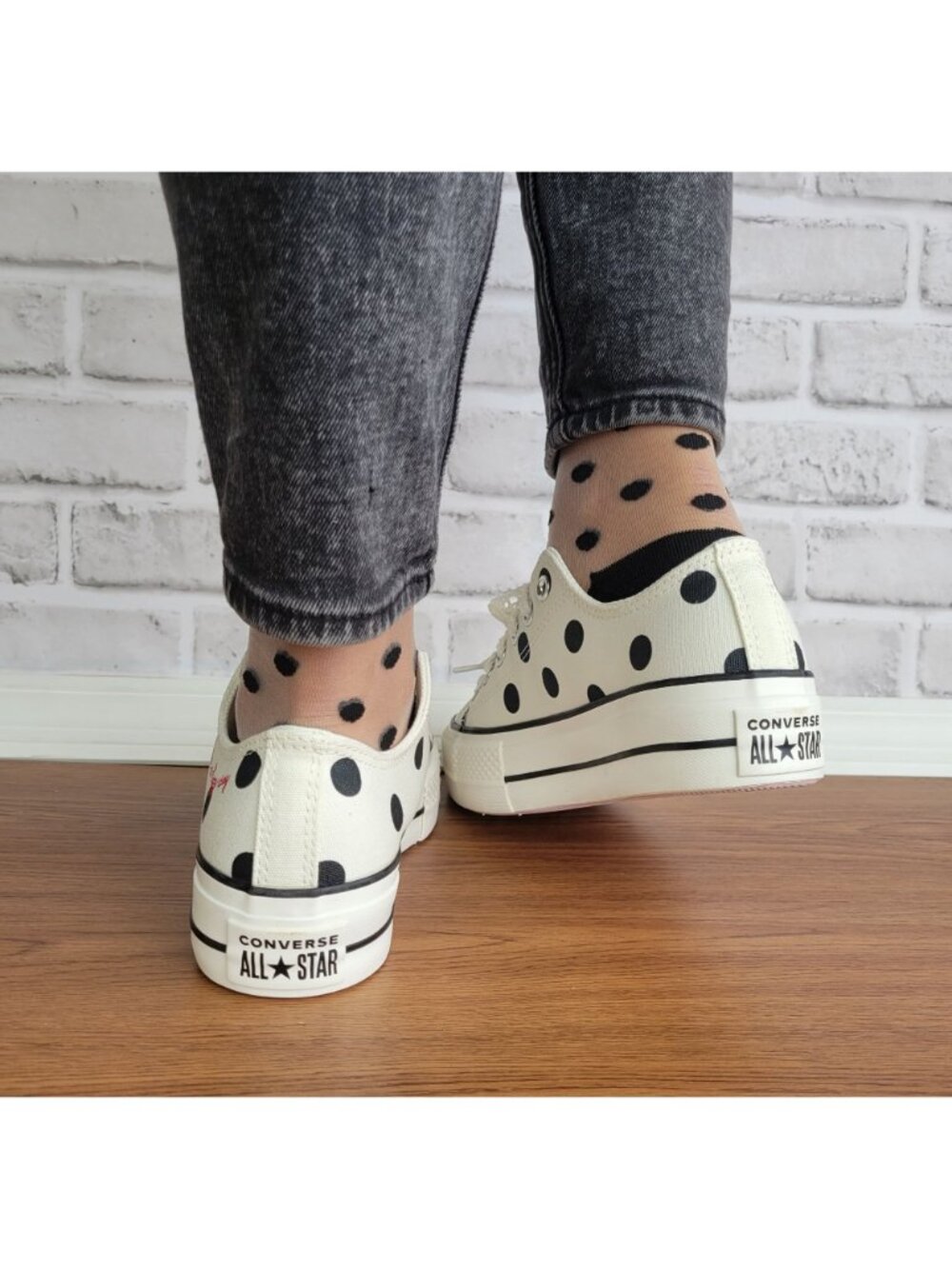 ❤️Chuck Taylor All Star Lift Platform Polka Dots 10 Women Shoes White A10689C❤️ - Picture 5 of 14
